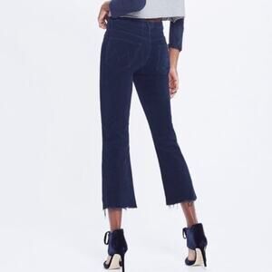 Mother Insider Crop Step Fray Corduroy 25 Navy Blue Hopscotch Jeans Pants Casual